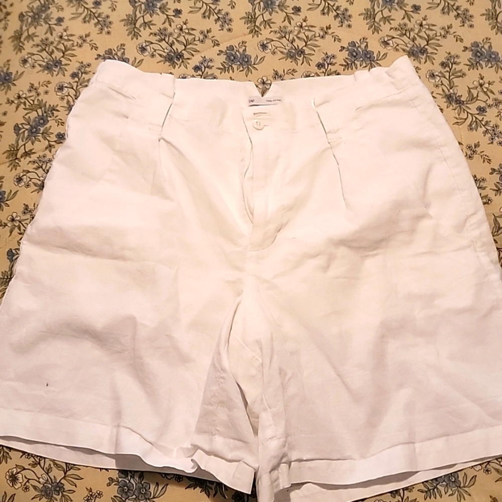 White linen shorts